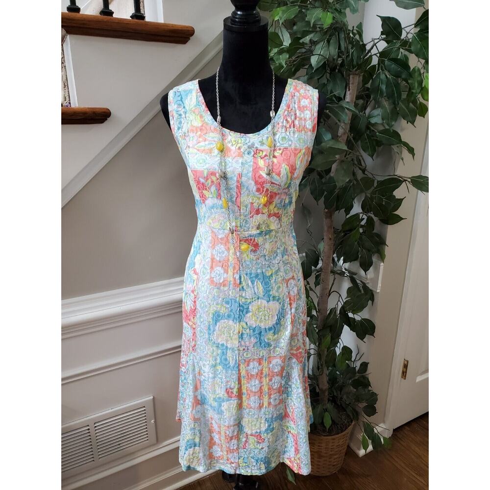 Rudy Rd. Women's Multicolor Round Neck Sleeveless Knee Length Dress Petites L